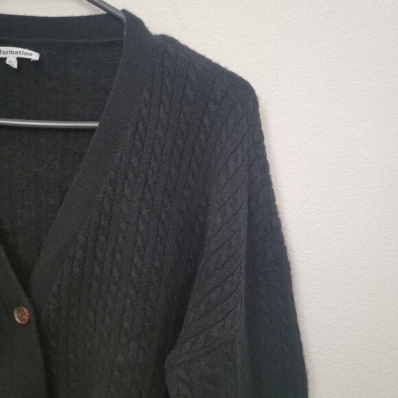 Reformation Sz XL Crop Cardigan Cable Knit Button Front Cashmere Cozy Academia - Picture 6 of 16
